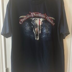 CHARLIE DANIELS BAND CONCERT T-SHIRT XL NAVY BLUE